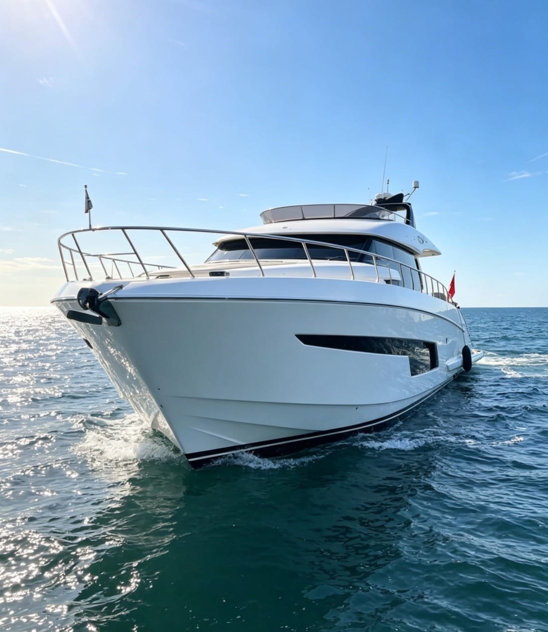 front/side-view of the luxurious Phantom 70 at sea