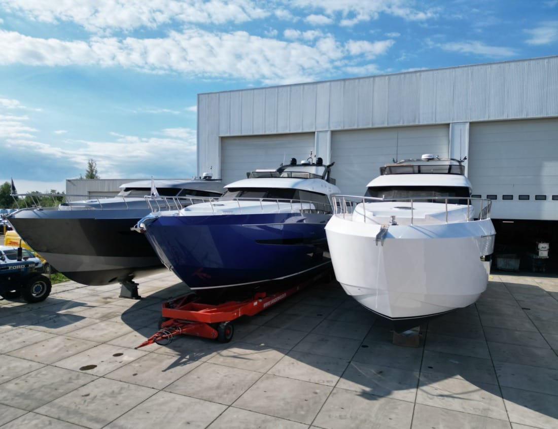 3 Yachts in front of the VDHY Shipyard in Waalwijk, the Netherlands.