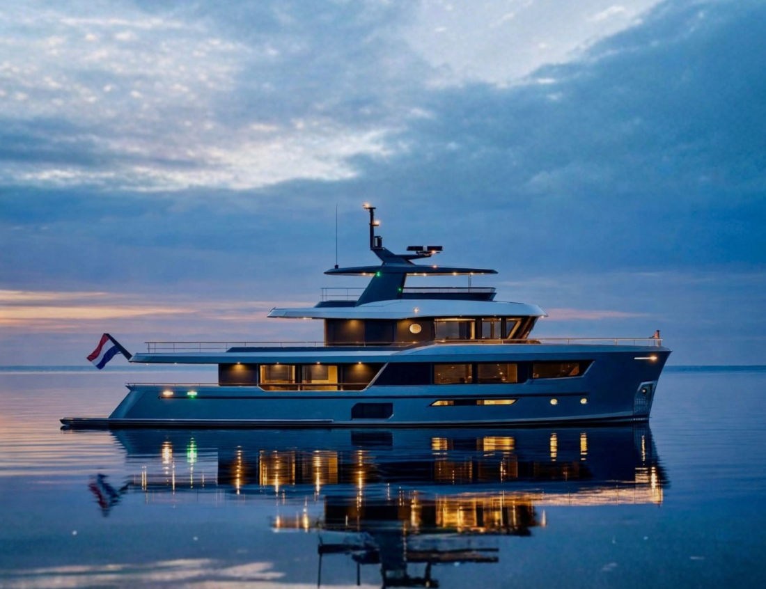 Визуализация яхты Explorer 2700 в море